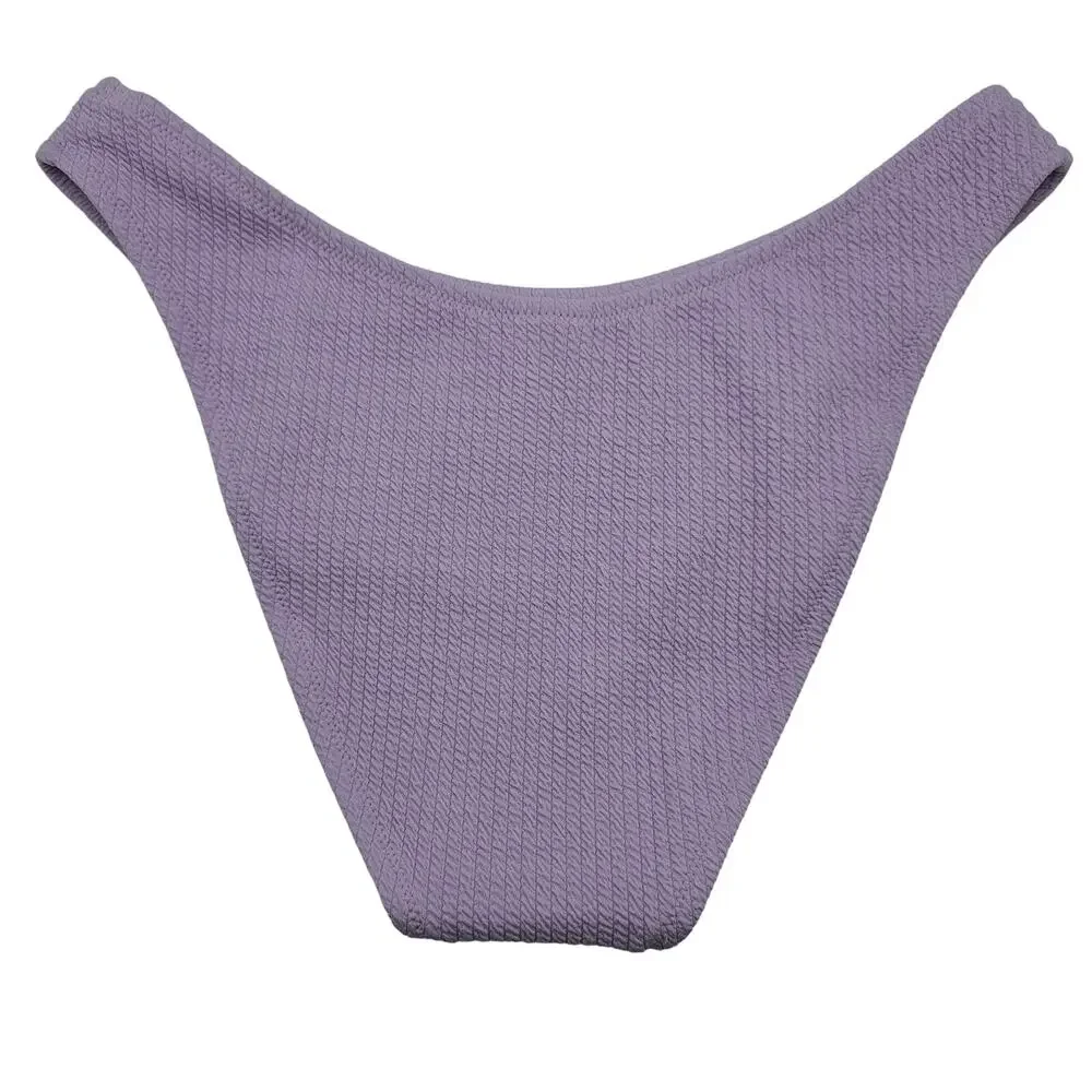 J, Crew Womans size L Curved Waist Cheeky Ribbed Bikini Bottom Lilac Cheeky NEW